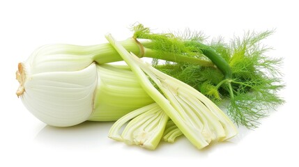 This image shows a white vegetable that looks like celery. It is called fennel and it is a flowering plant species in the carrot family.