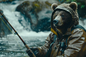 Bear is fishing