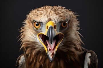Fototapeta premium Happy surprised eagle with open mouth.