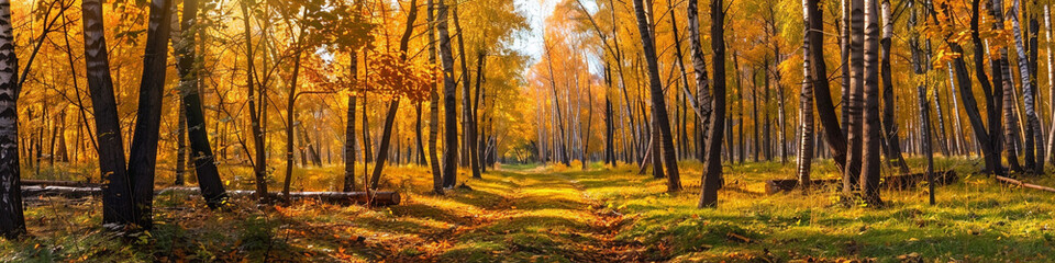 Fototapeta premium flourishing autumn woods in the heat of summer