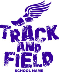 track and field team design with wings for school, college or league sports