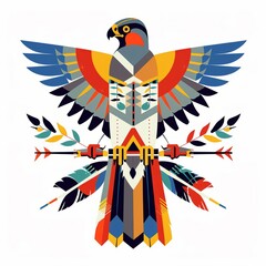 Colorful Falcon with Arrows Illustration