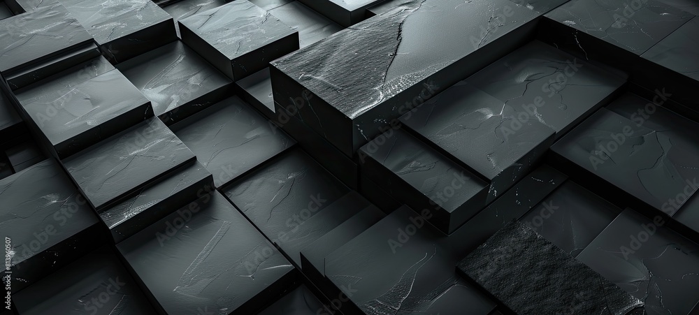 Wall mural abstract 3d cube black color background