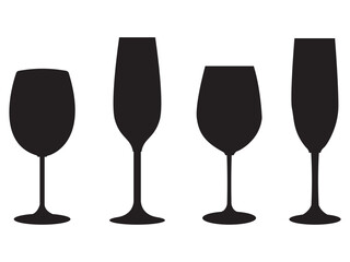 Set of wine glass silhouette icon logo template vector illustration design