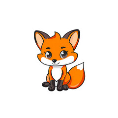 Obraz premium A Cute Cartoon Fox, Cartoon Illustration