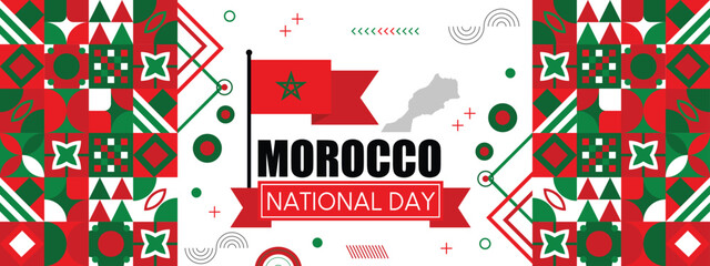 Morocco Flag and map .National or Independence day design for Moroccan flag. Modern retro red green star Arab Islamic traditional abstract icons. Vector illustration.