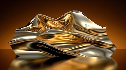   A shiny object atop a glossy surface mirrored beneath