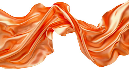 Obraz premium Satin smooth fabric of golden color isolated on transparent background. Design element, abstract background. Generative AI