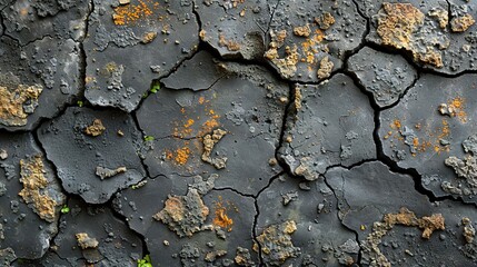   Cracked surface with green plants