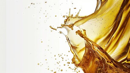   A close-up of liquid splashing from the top of a bottle against a white backdrop