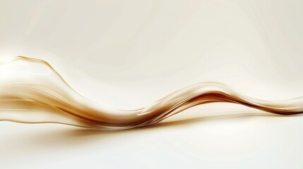   A white and brown wave of liquid on a white background with a light reflection on the bottom