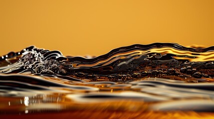   A close-up image shows a water wave breaking on a yellow wall in the background