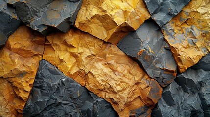  A detailed depiction of a stone with black and yellow stripes against a backdrop of monochromatic shades