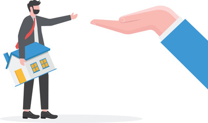 Invest in real estate. A businessman asks for a house. business concept vector

