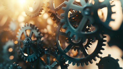 3D rendering gear wheels on digital background