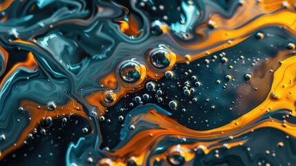Close up of oil and water mixture, ideal for science or abstract backgrounds