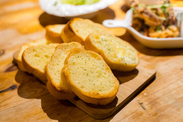 Garlic oil bread dish in the restaurant
