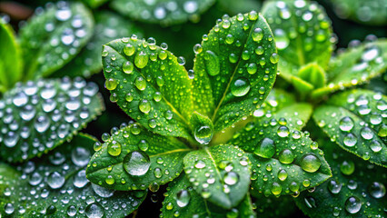 A green leafy plant covered in water droplets