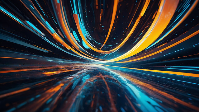 abstract futuristic digital art background. hyperspace concept. swirling vortex design