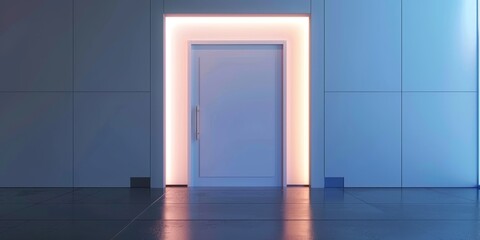 Fototapeta premium The image is a 3D rendering of a futuristic door