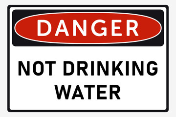 Not Drinking Water. Prohibition Sign: Drinking Water from this Tap is Not Allowed. Drink this Water is Prohibited — Symbol Template. Vector Printable Sign