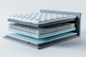 A pile of mattresses stacked on top of each other. Ideal for illustrating concepts of comfort, bedding, or interior design