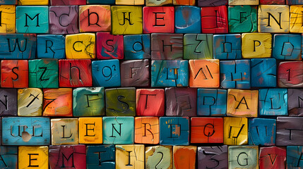 Vibrant Alphabet Tiles for Kids  Learning   Educational Concept Featuring Colorful and Realistic Tiles to Brighten Up Children s Rooms