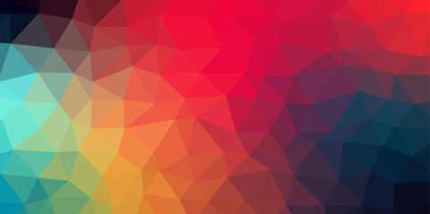 Obraz premium Rainbow vector polygon abstract background. Colorful shining triangular template. Geometric background in Origami style with gradient. Trendy Low poly polygonal banner template.