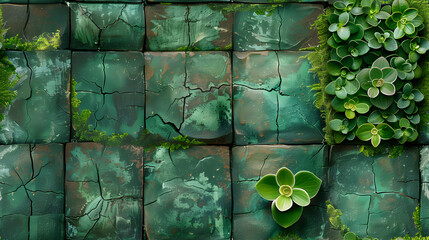 Photo realistic Eco Friendly Mother s Day concept: Eco friendly tiles from recycled materials symbolize mother s care for future and environment   Photo Stock