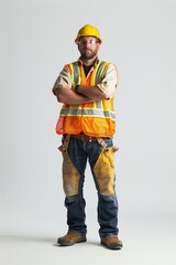 Construction worker in safety gear standing