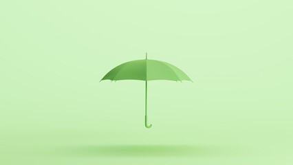 Green umbrella weather rain protection sun parasol sunshade mint background 3d illustration render digital rendering © paul