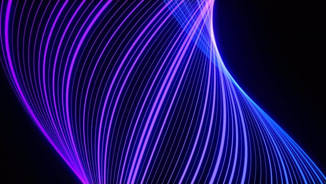 Neon glowing futuristic background of spiral particle lines seamlessly moving up. Future technology, science, artificial intelligence, and virtual reality. DNA animated concept. Magic spiral lines. 4k