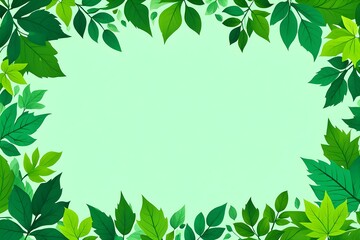 A backdrop of fresh natural foliage forms the frame. The center is empty, suitable for placing text
