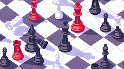 Elegant Chess Strategy Tiles with Chessboard Patterns for Fathers Who Appreciate Strategy Games   Flat Icon Design