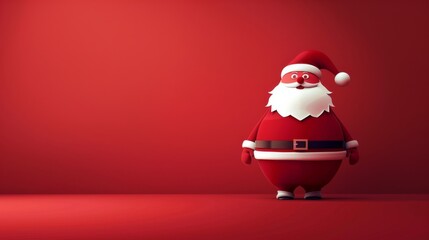 Festive cartoon Santa Claus standing confidently on a bold red background