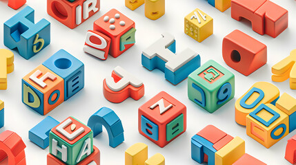 Colorful Alphabet Tiles: Bright  Engaging Educational Icons for Kids Rooms