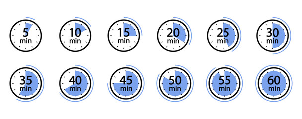 Cooking time vector. Countdown Timer Symbol Set.
