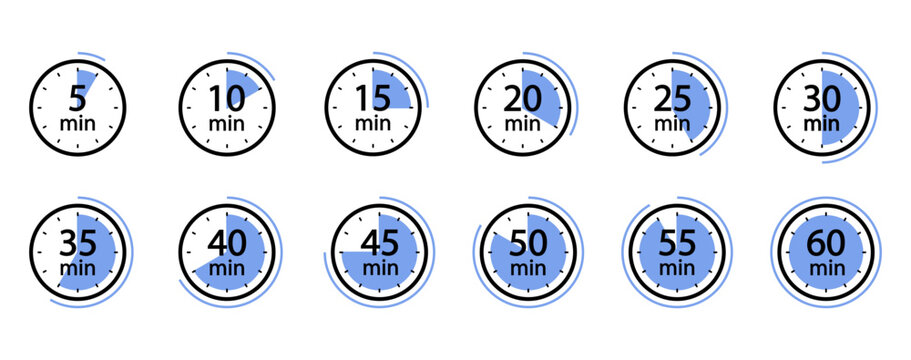 Cooking time vector. Countdown Timer Symbol Set.