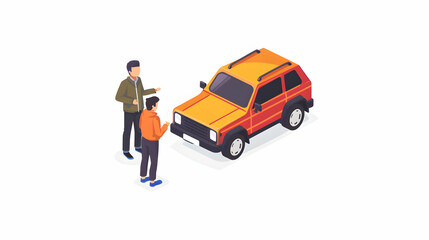 Driving Instructor at Work: A Guide to Calmly Instructing and Encouraging New Drivers   Flat Design Icon Illustration