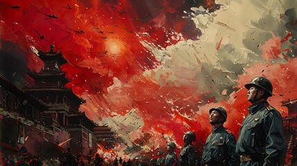 Fototapeta premium Illustrate the impact of the Cultural Revolution on Chinese society economy and culture including the disruption of education the destruction of cultural heritage and the loss of millions of lives.