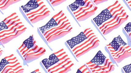 Vibrant Flat Design Icon: American Flag Waving Tiles   Symbolizing Freedom and National Pride   Vector Illustration