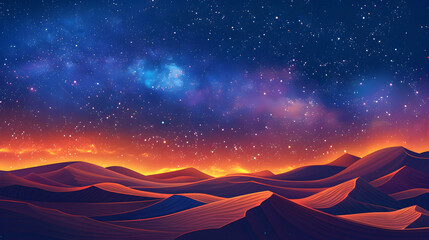 Galactic Core Over Desert Dunes   A Stunning Flat Design Concept