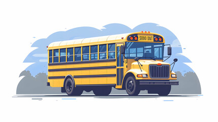Happy School Bus Driver Welcoming Children with a Smile for a Positive Start   Flat Design Icon Concept in Illustration Style