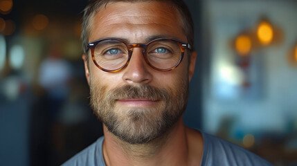 Fototapeta premium A man with glasses and a beard.