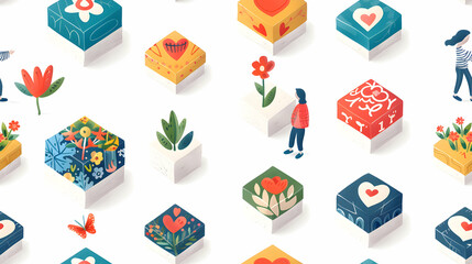 Inspirational Mother s Day Tiles: Flat Design Icons with Quotes to Uplift Inspire. Flat Illustration Concept for Mother s Day
