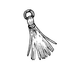 Graphic vector illustration of a tassel with fringed decoration, isolated. For decoration, patterns