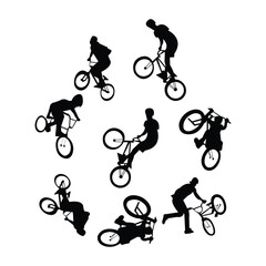 Obraz premium a black and white image of people riding bicycles and the word bicy on the bottom.