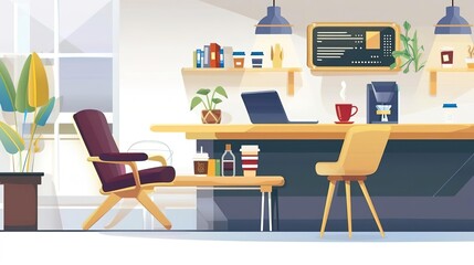 A cozy coffee shop with a modern interior