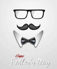 happy father's day eye glass mustache  bow neck tie poster