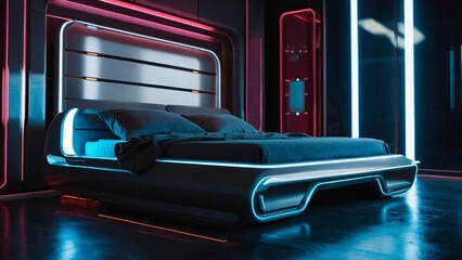 Naklejka premium futuristic bedroom interior and decoration idea